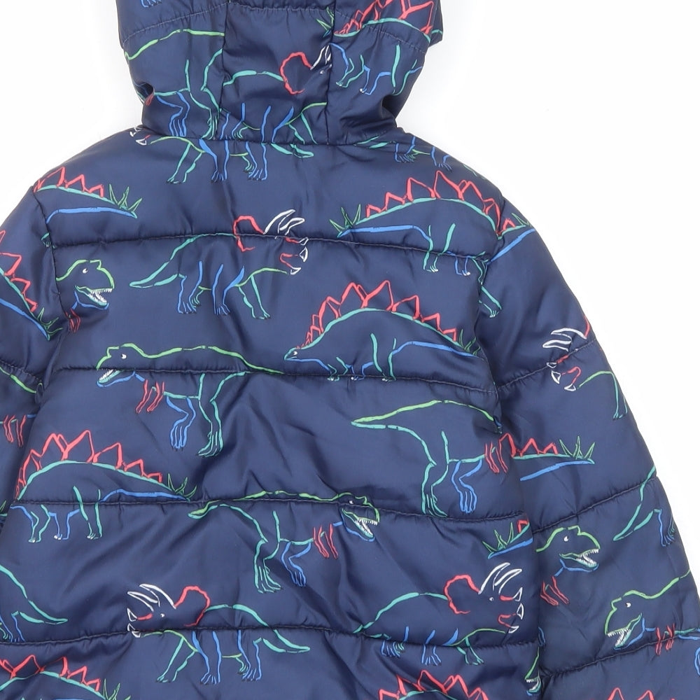 Marks and Spencer Boys Blue Geometric Puffer Jacket Jacket Size 3-4 Years Zip - Dinosaurs