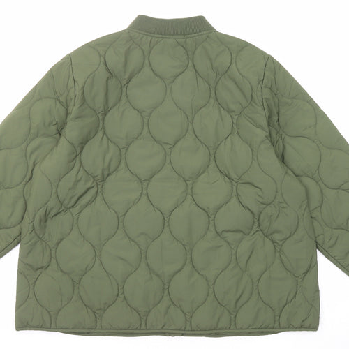 Marks and Spencer Womens Green Quilted Jacket Size 20 Zip