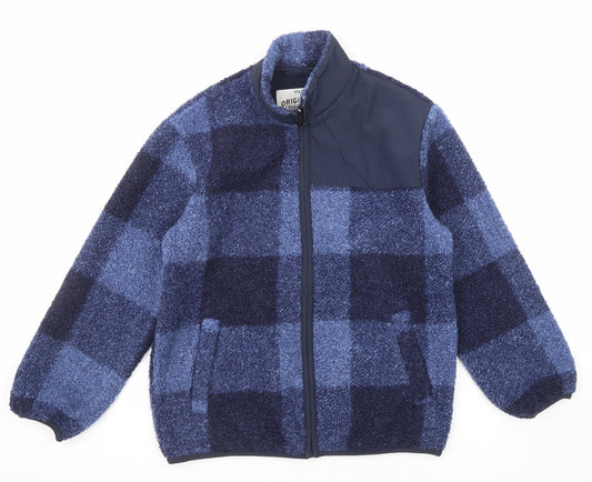 Marks and Spencer Boys Blue Geometric Jacket Size 10-11 Years Zip - Teddy Bear Style