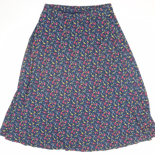 Seasalt Womens Blue Floral Cotton A-Line Skirt Size 14