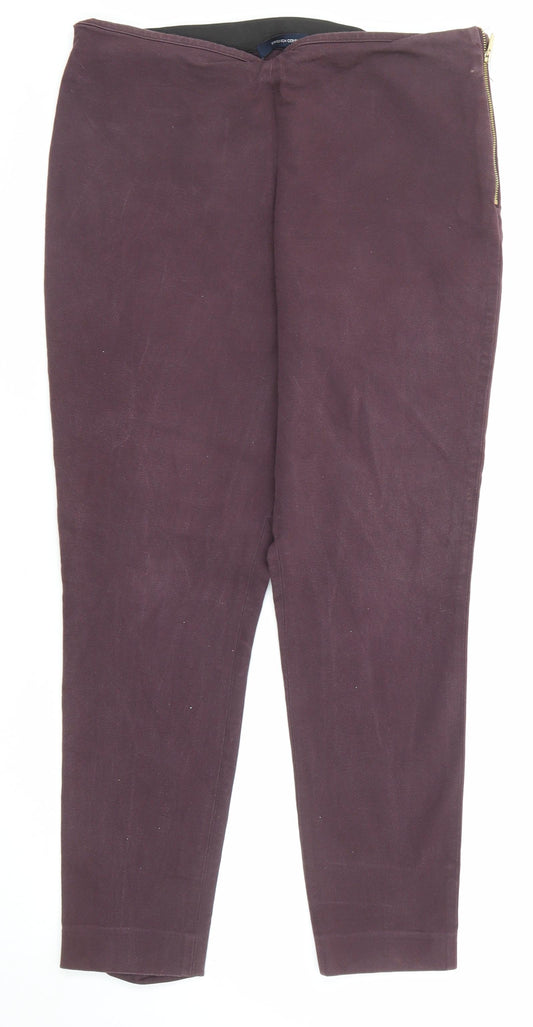 French Connection Womens Purple Cotton Trousers Size 16 Regular Zip