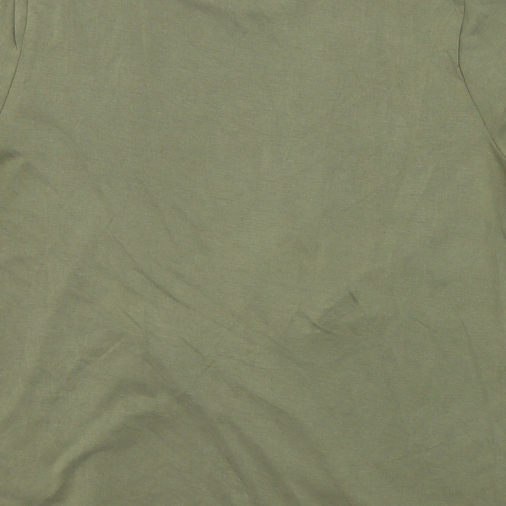 Marks and Spencer Womens Green Modal Basic T-Shirt Size 12 Round Neck - Twist Detail