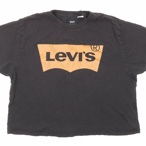Levi's Womens Black Polyester Basic T-Shirt Size S Round Neck