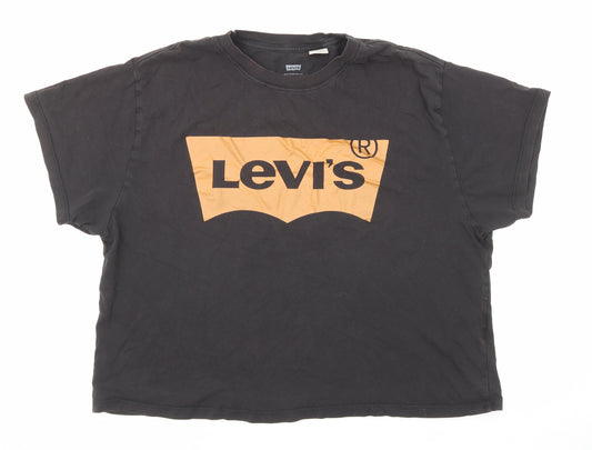 Levi's Womens Black Polyester Basic T-Shirt Size S Round Neck