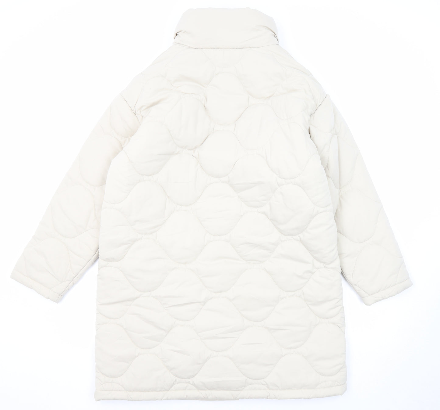 Marks and Spencer Womens Beige Quilted Coat Size 12 Zip