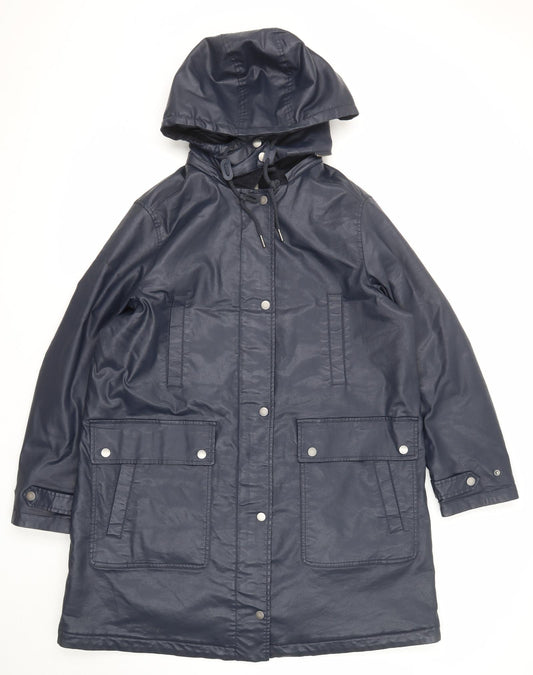 Per Una Womens Blue Rain Coat Coat Size 16 Zip