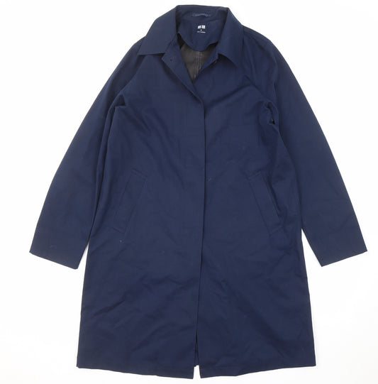 Uniqlo Womens Blue Overcoat Coat Size M Button