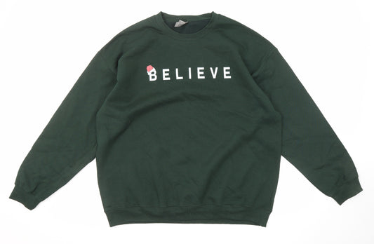 Gildan Womens Green Cotton Pullover Sweatshirt Size XL Pullover - Christmas