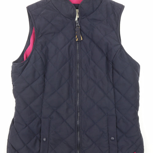 Joules Womens Blue Quilted Jacket Size 14 Zip