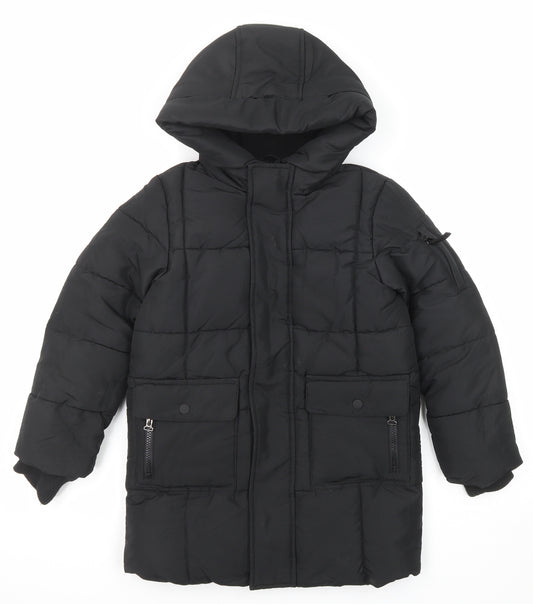 Marks and Spencer Boys Black Puffer Jacket Jacket Size 7-8 Years Zip