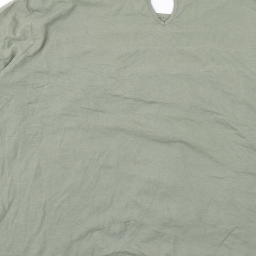 Marks and Spencer Womens Green Cotton Basic T-Shirt Size 10 Round Neck