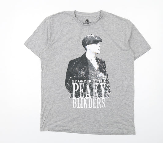 NEXT Mens Grey Cotton T-Shirt Size L Round Neck - Peaky Blinders