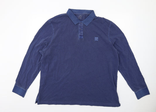 Marks and Spencer Mens Blue Cotton Polo Size 3XL Collared Button