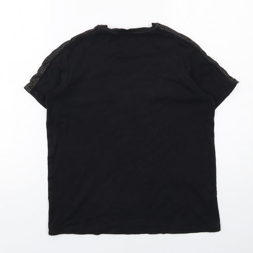 River Island Boys Black Cotton Basic T-Shirt Size 11-12 Years Round Neck Pullover