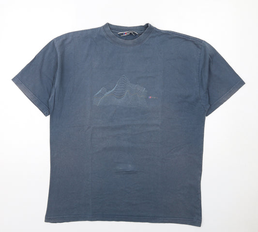 Berghaus Mens Blue Cotton T-Shirt Size L Round Neck