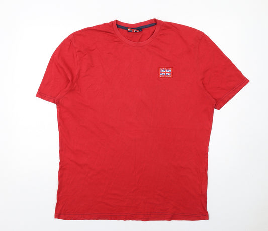 Great Britain Mens Red Cotton T-Shirt Size L Round Neck