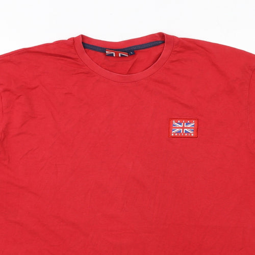 Great Britain Mens Red Cotton T-Shirt Size L Round Neck