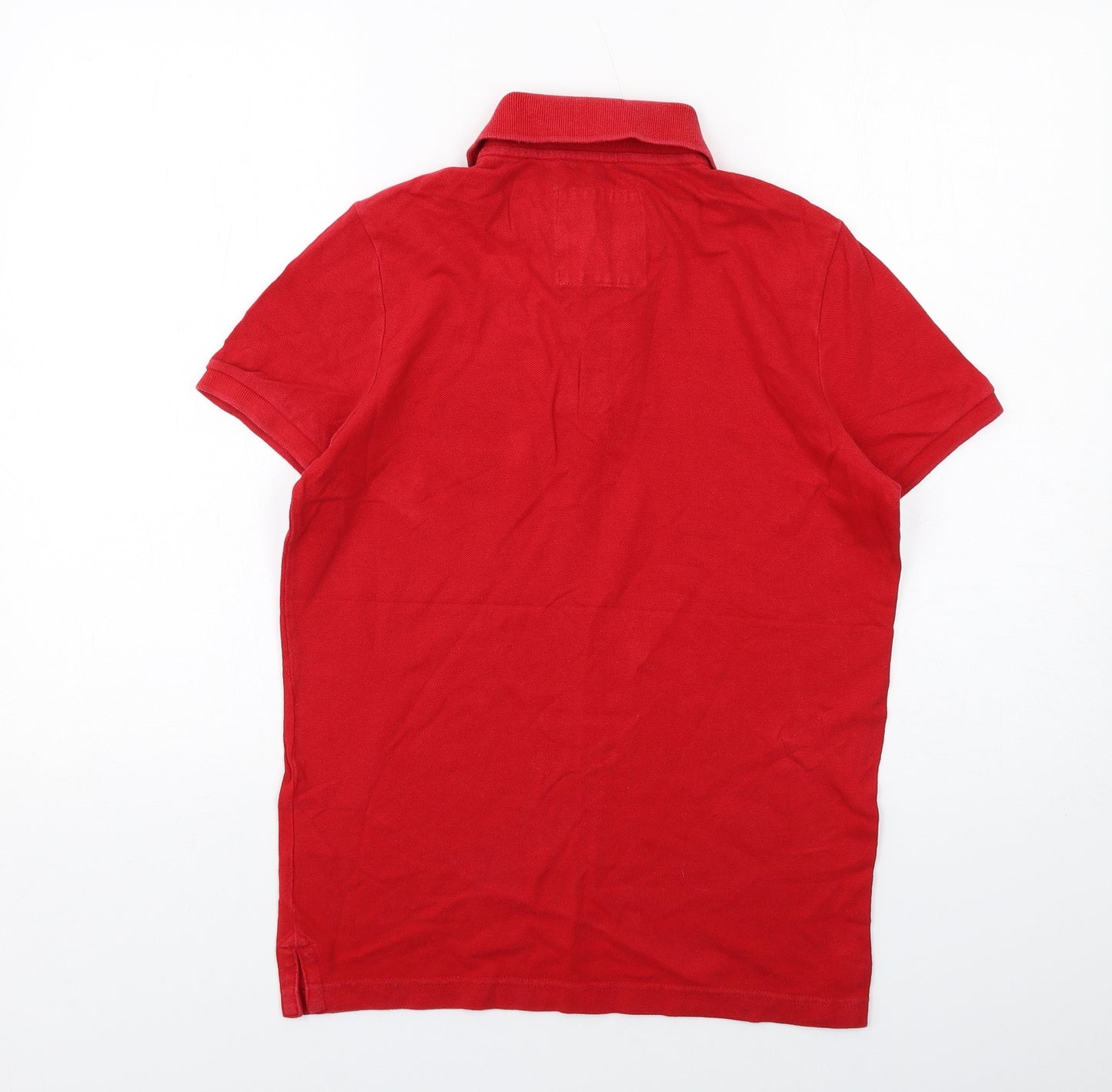 Hollister Mens Red Cotton Polo Size S Collared Button