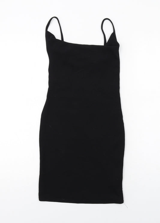 Missguided Womens Black Polyester Bodycon Size 6 Cowl Neck Pullover