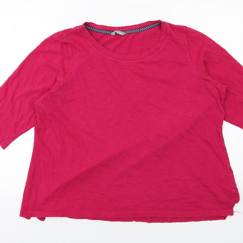 Marks and Spencer Womens Pink Cotton Cropped T-Shirt Size 20 Round Neck