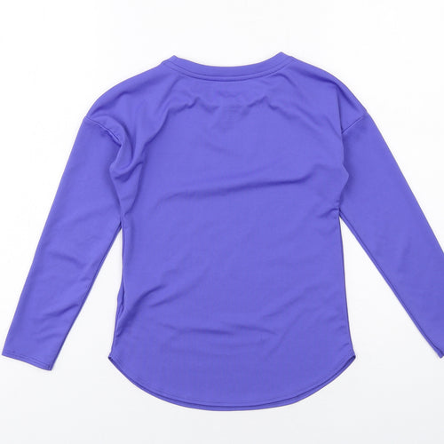 Nike Girls Purple Polyester Basic T-Shirt Size 6-7 Years Crew Neck Pullover