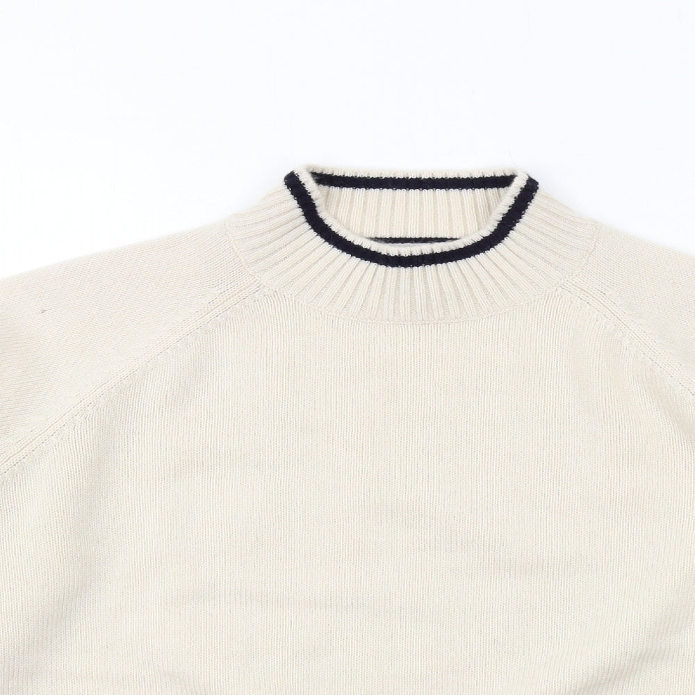 Jaeger Womens Ivory High Neck Wool Pullover Jumper Size M