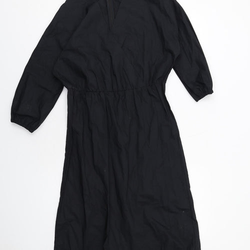 Autograph Womens Black Cotton A-Line Size 10 V-Neck Zip