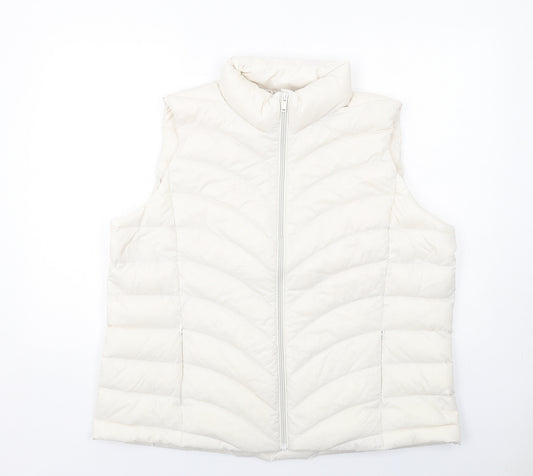 Marks and Spencer Womens White Gilet Jacket Size 20 Zip