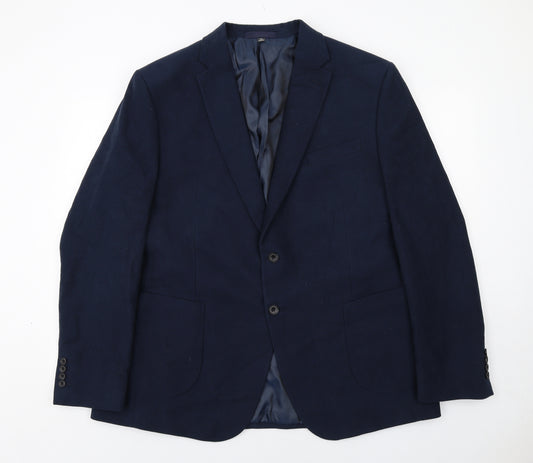 Marks and Spencer Mens Blue Cotton Jacket Suit Jacket Size 46 Regular
