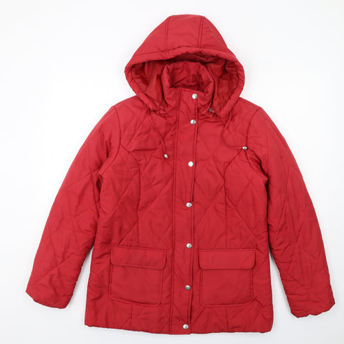 Damart Womens Red Quilted Jacket Size 10 Zip
