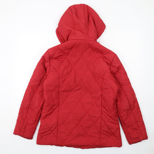 Damart Womens Red Quilted Jacket Size 10 Zip