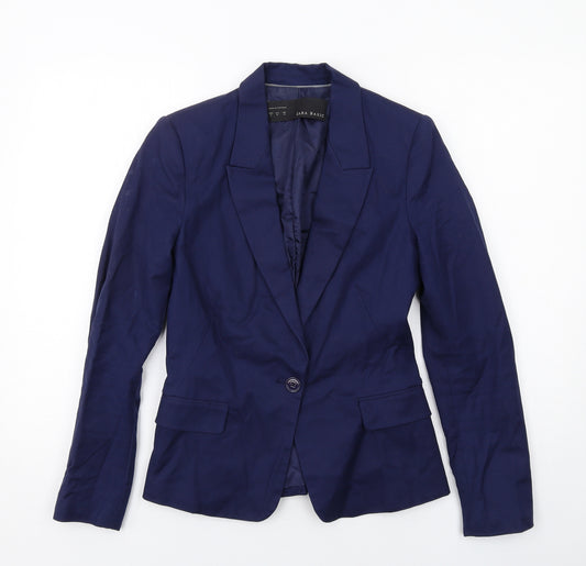 Zara Womens Blue Cotton Jacket Suit Jacket Size M