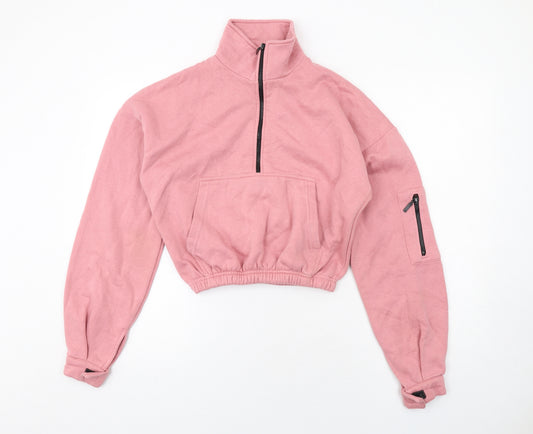 PRETTYLITTLETHING Womens Pink Polyester Pullover Sweatshirt Size S Zip