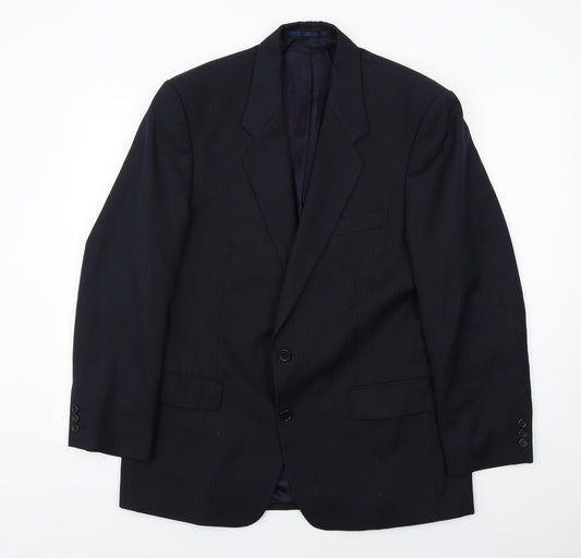 Scott & Taylor Mens Blue Striped Polyester Jacket Suit Jacket Size 42 Regular