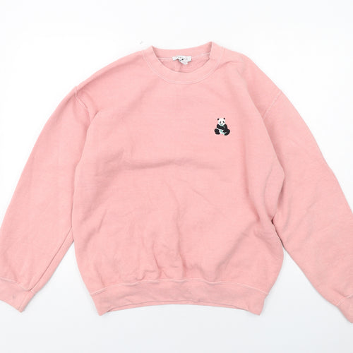 Topshop Womens Pink Cotton Pullover Sweatshirt Size M Pullover - Panda detail