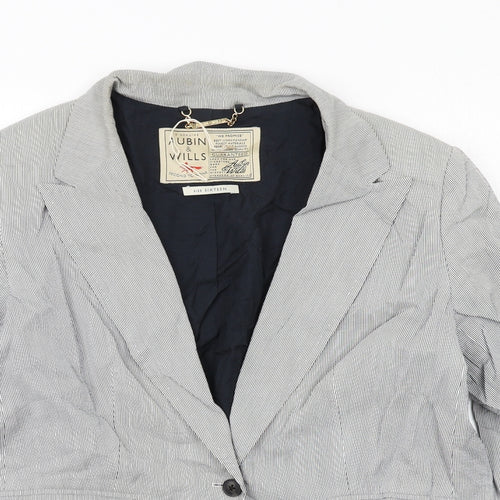 AUBIN & WILLS Womens Grey Pinstripe Cotton Jacket Suit Jacket Size 16