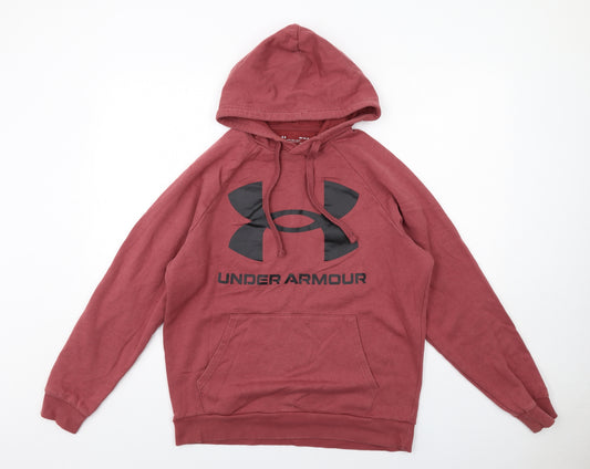 Under armour Mens Red Cotton Pullover Hoodie Size M
