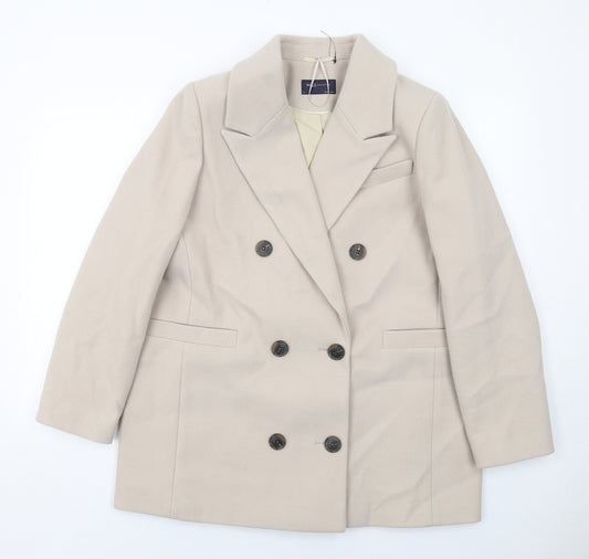 Marks and Spencer Womens Beige Pea Coat Coat Size 16 Button