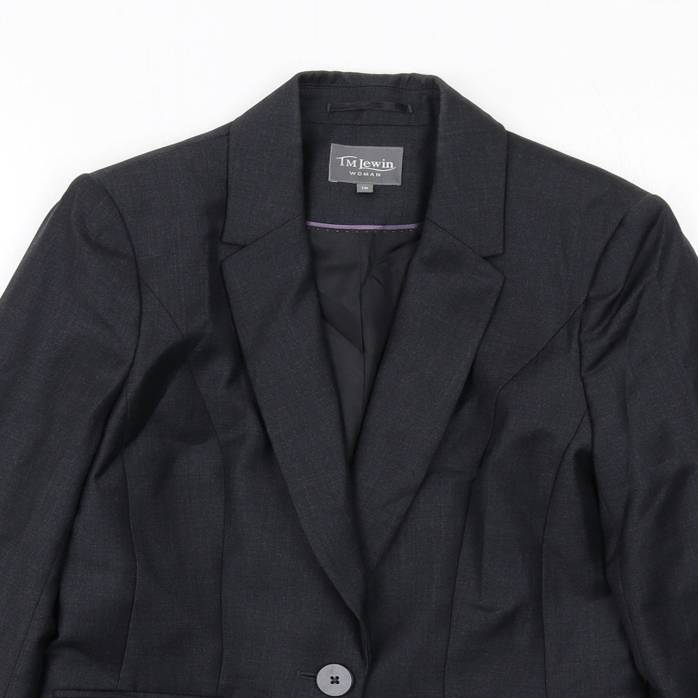 T.M.Lewin Womens Grey Wool Jacket Suit Jacket Size 10