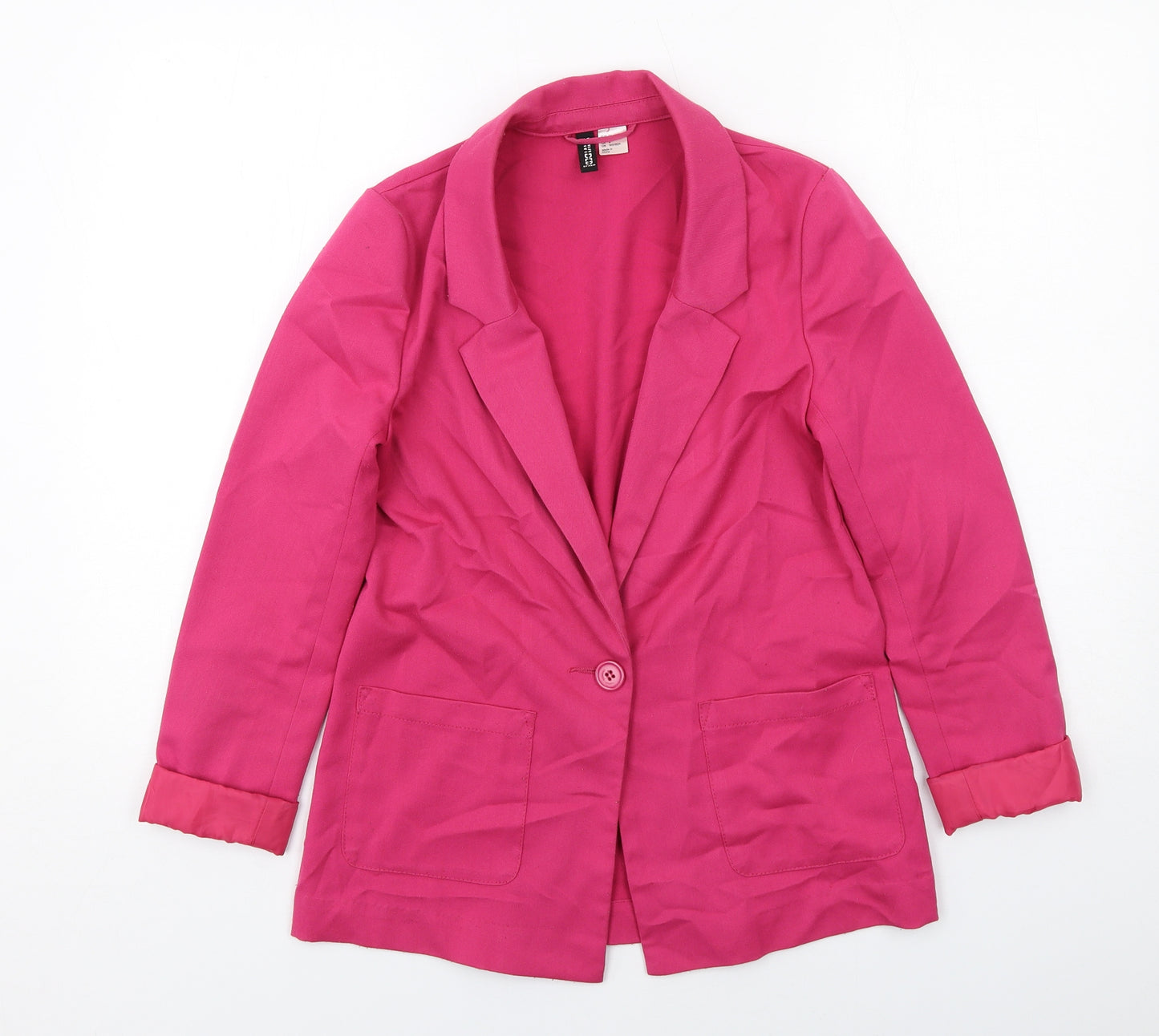H&M Womens Pink Jacket Blazer Size 6 Button