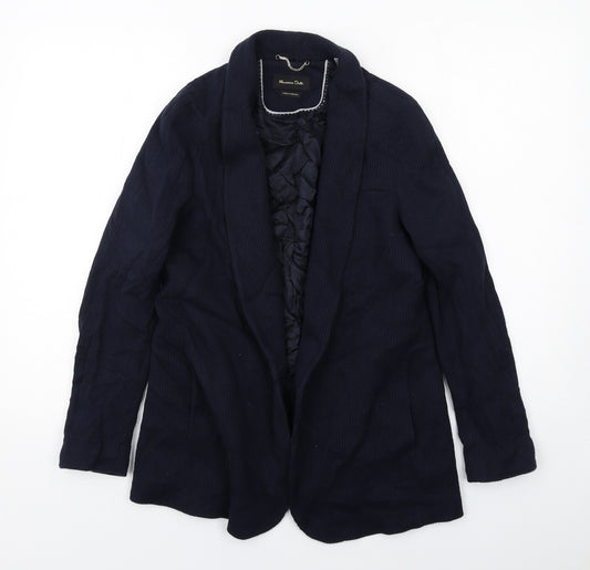 Massimo Dutti Womens Blue Pinstripe Viscose Jacket Suit Jacket Size 8 - Open Style