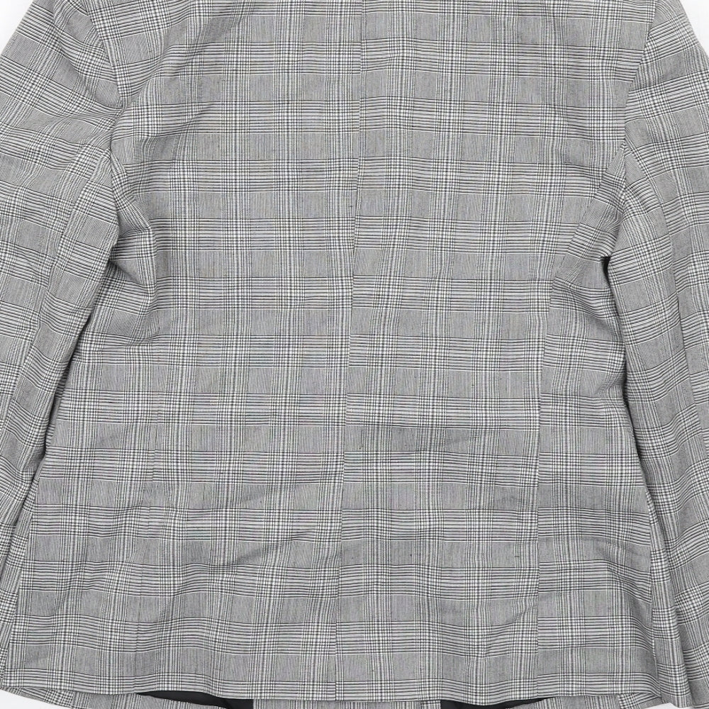 Miss Selfridge Womens Grey Check Polyester Jacket Suit Jacket Size 10