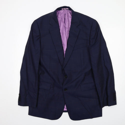 Charles Tyrwhitt Mens Blue Check Wool Jacket Suit Jacket Size 44 Regular