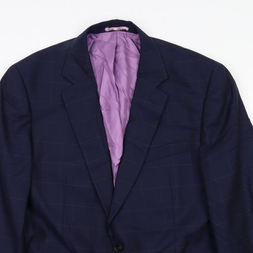 Charles Tyrwhitt Mens Blue Check Wool Jacket Suit Jacket Size 44 Regular