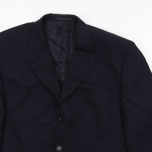 Pierre Cardin Mens Blue Striped Wool Jacket Suit Jacket Size 44 Regular