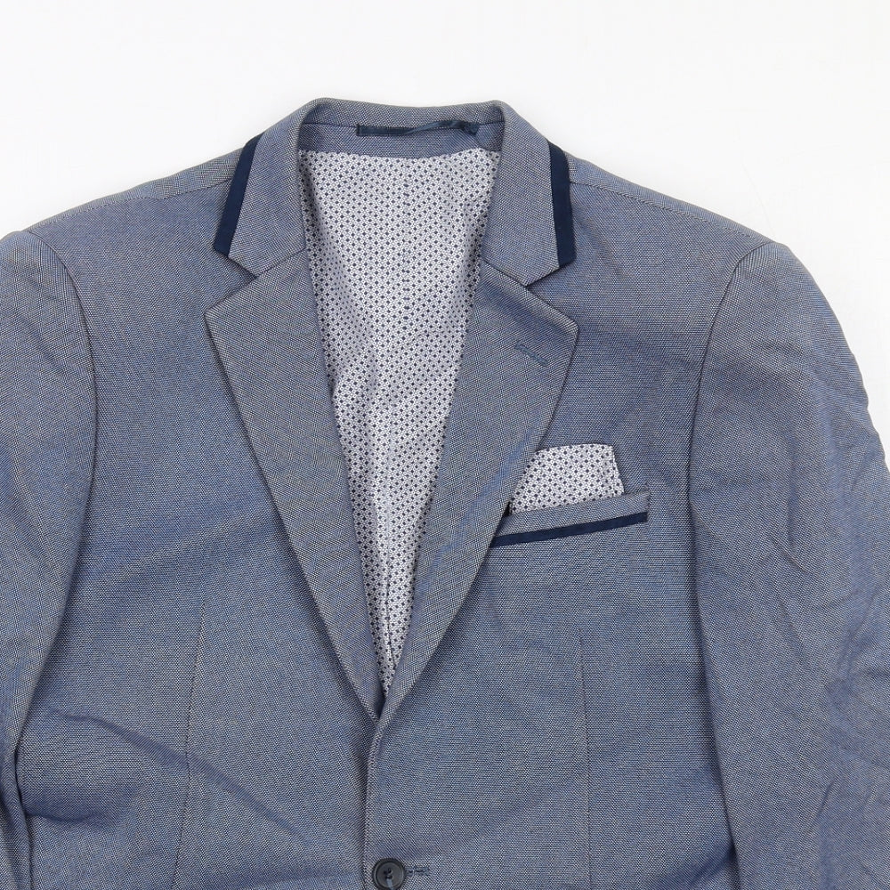 Steel & Jelly Mens Blue Cotton Jacket Suit Jacket Size 40 Regular