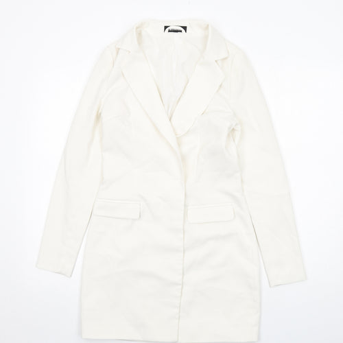 Missguided Womens White Jacket Blazer Size 6 Button