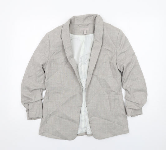 H&M Womens Grey Polyester Jacket Blazer Size 12 - Open Style
