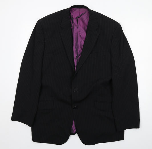 Skopes Mens Black Striped Wool Jacket Suit Jacket Size 46 Regular
