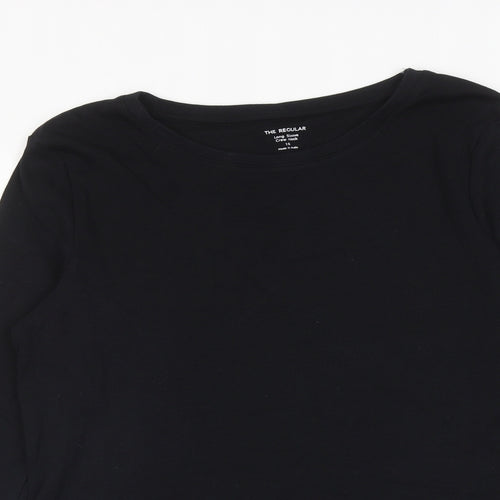 Marks and Spencer Womens Black 100% Cotton Basic T-Shirt Size 16 Round Neck